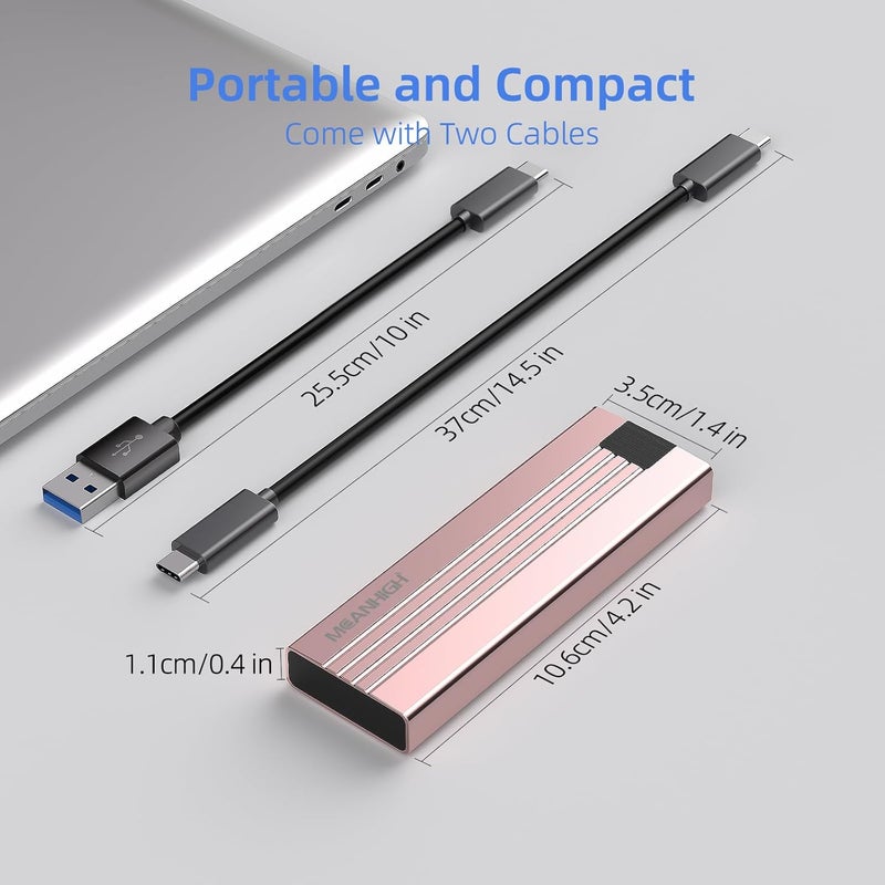MEANHIGH M.2 NVME SATA SSD Enclosure, Tool-Free USB 3.2 Gen 2 10Gbps NVME to USB Adapter, Supports M and B&M Keys External Solid State Drive Case for Size 2242/2260/2280(up to 8TB) - Image 5